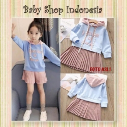 Dress Anak Hoodie Blue Pink  large